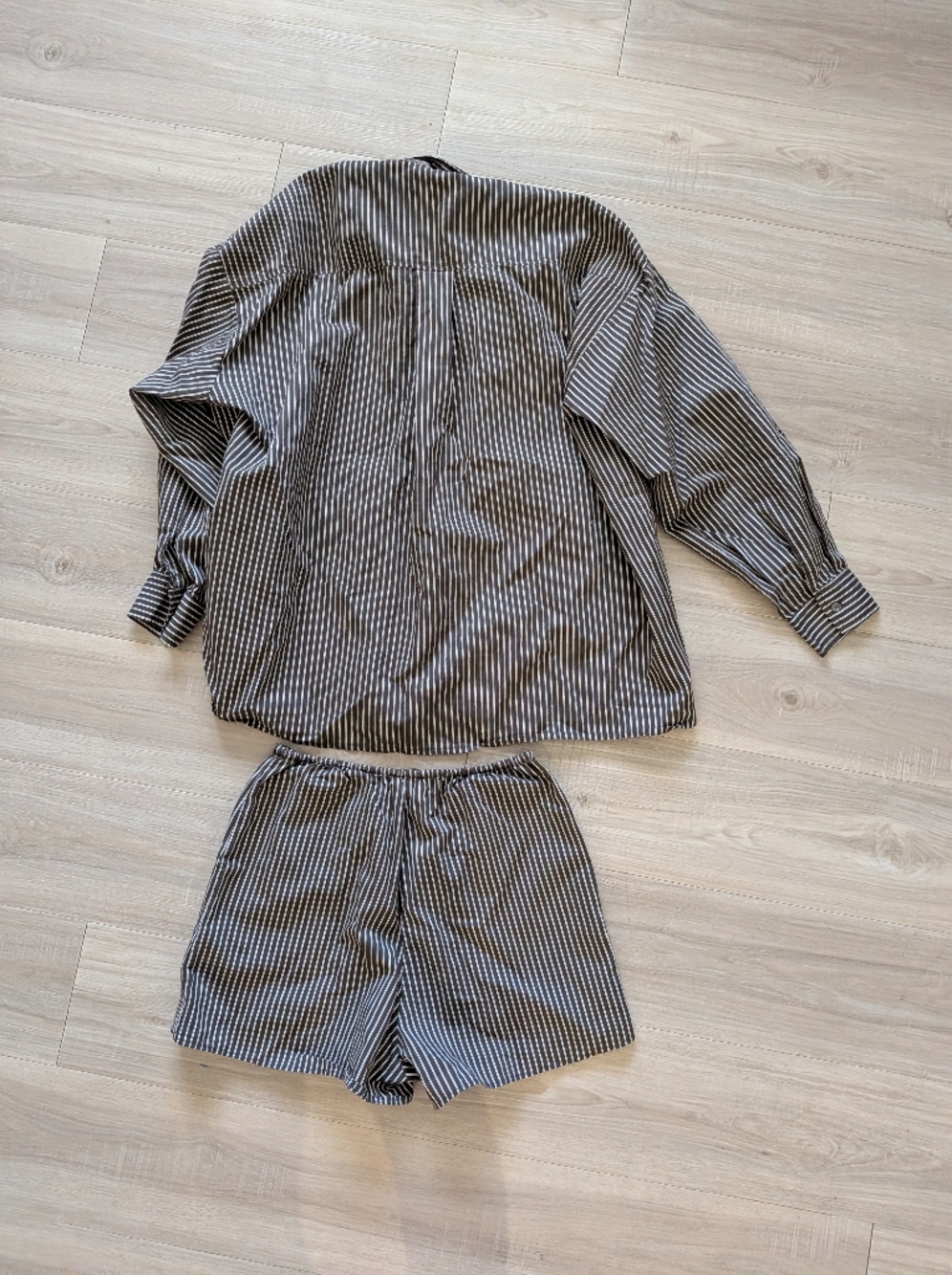 DISSH Brown and White Striped Shirt And Short Set - Picture 9 of 11